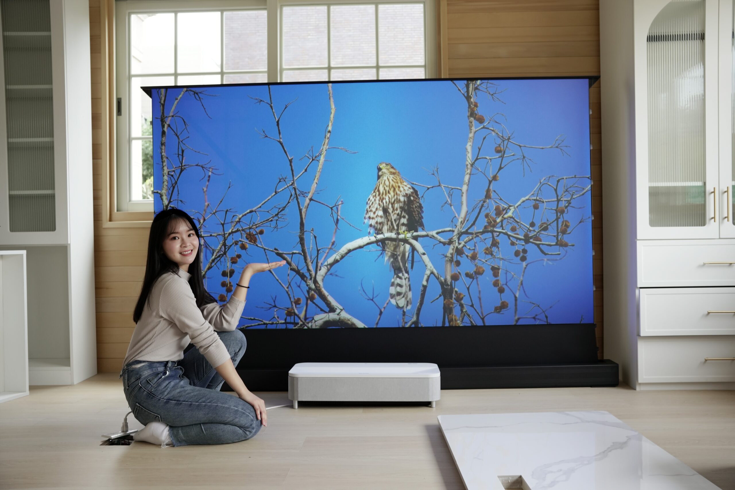【溫馨鄉村風×百吋雷射電視 案例分享】Epson LS800+100吋電動地升幕